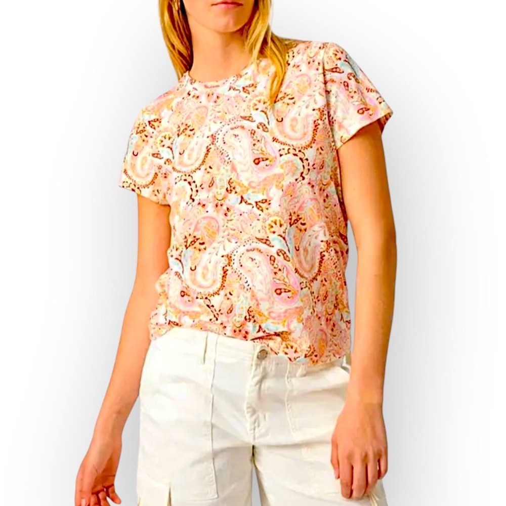 Rachel Zoe Linen To Love 100% Linen Paisley Print Size Small NWT - Picture 1 of 13